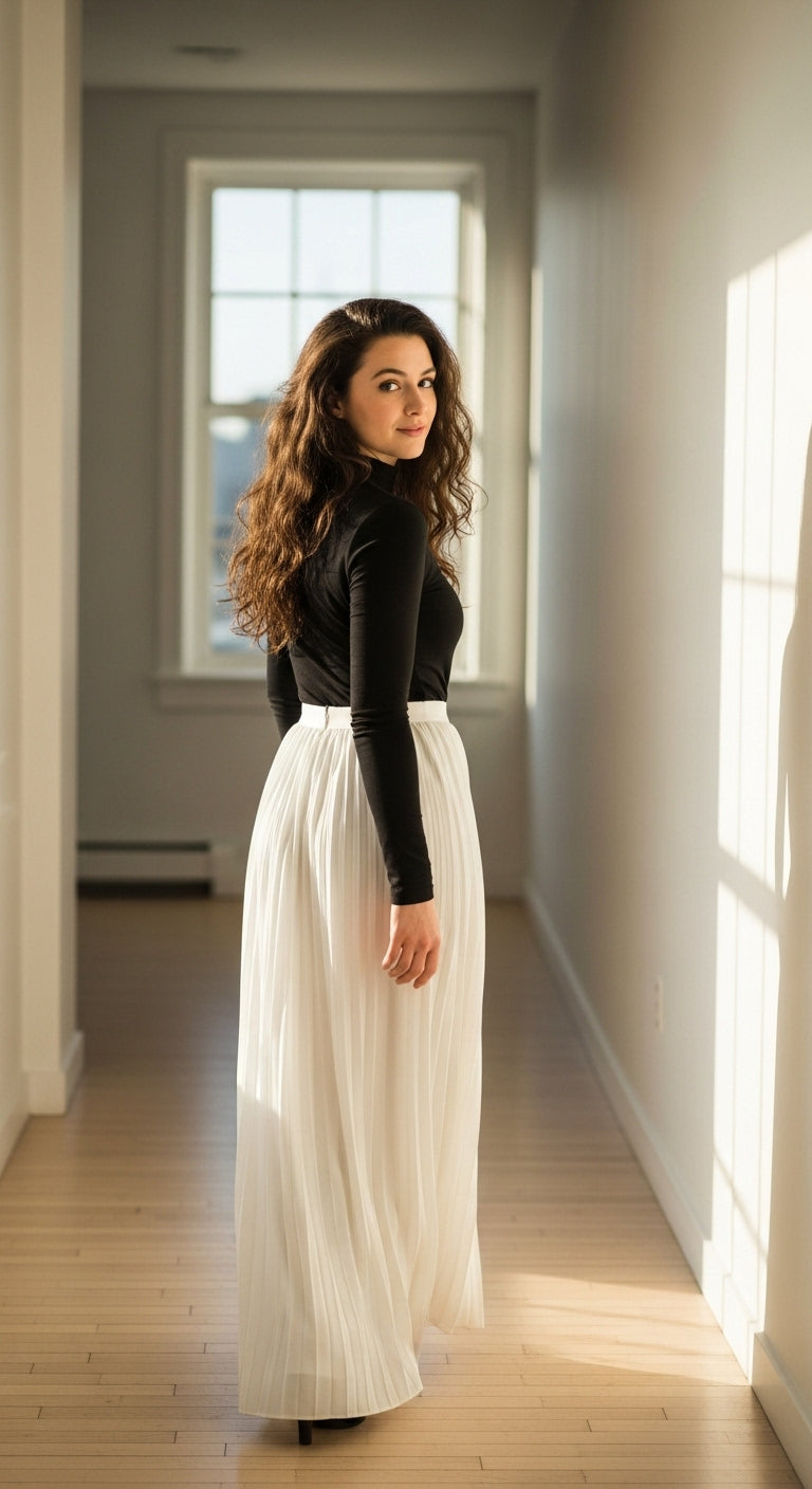 White transparent casual three-quarter skirt