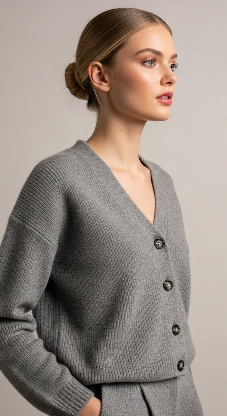 Cotton V-neck cardigan sweater