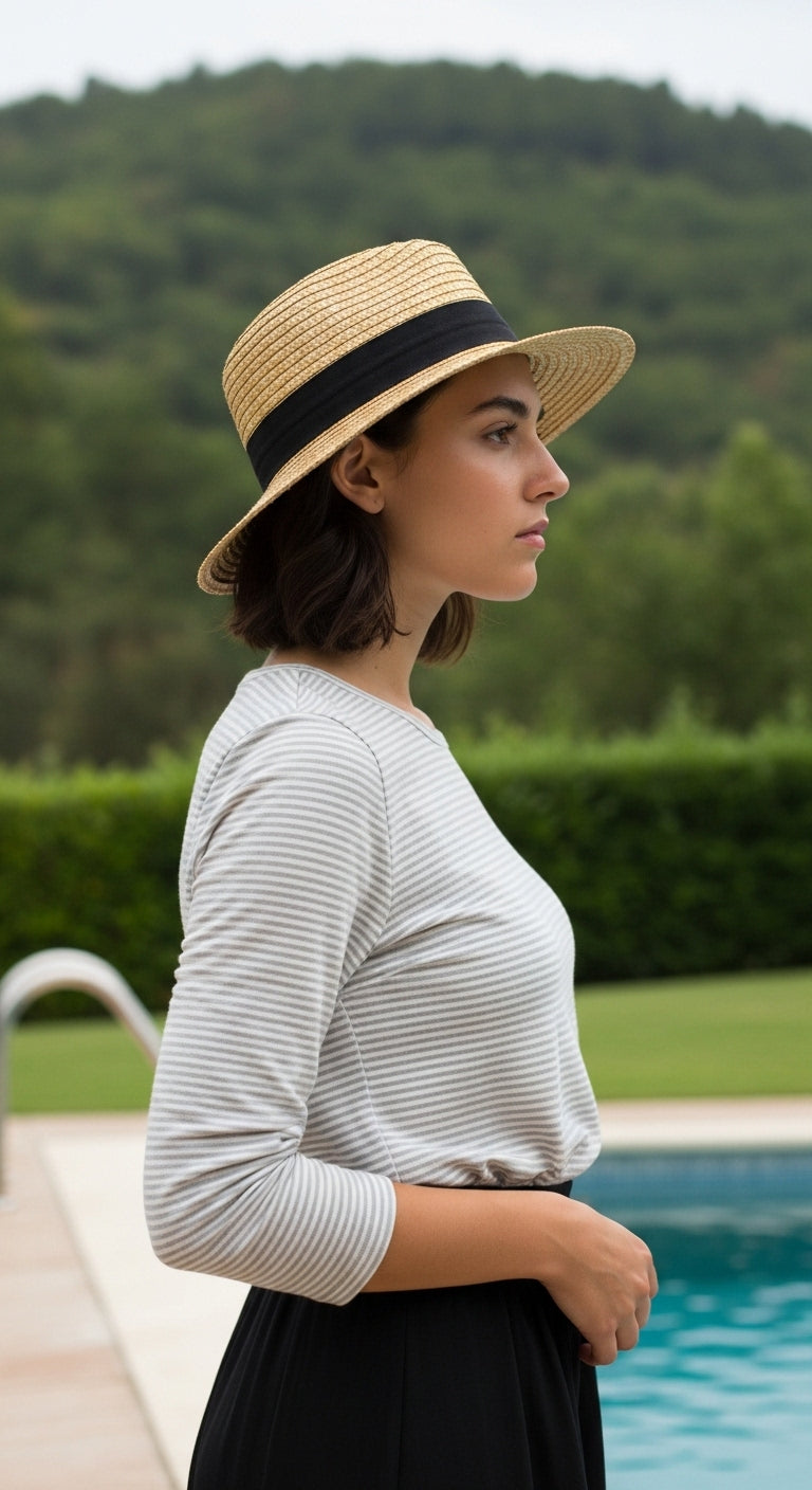 Plaid striped blue and white top