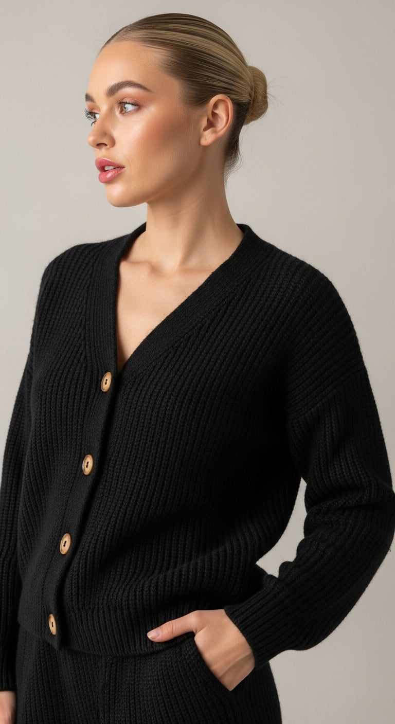 Cotton V-neck cardigan sweater
