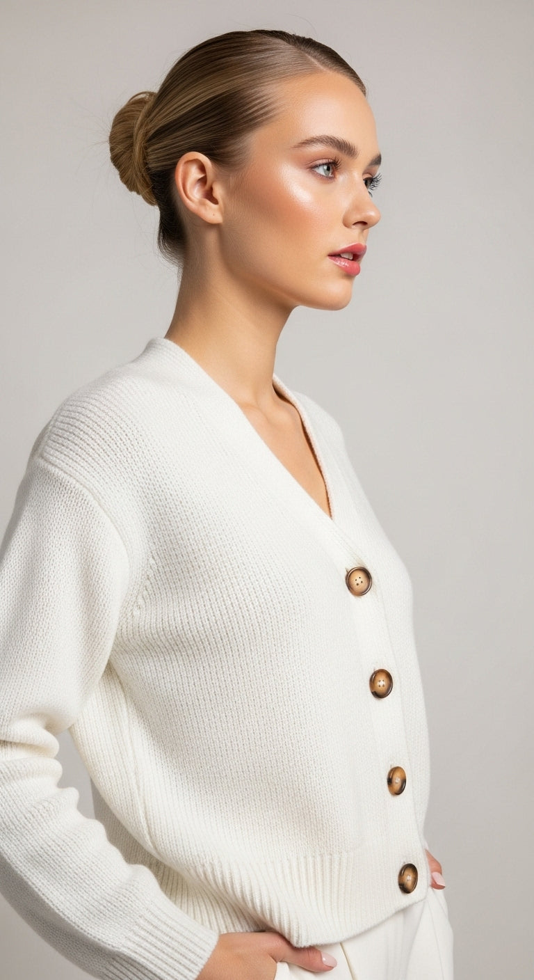 Cotton V-neck cardigan sweater