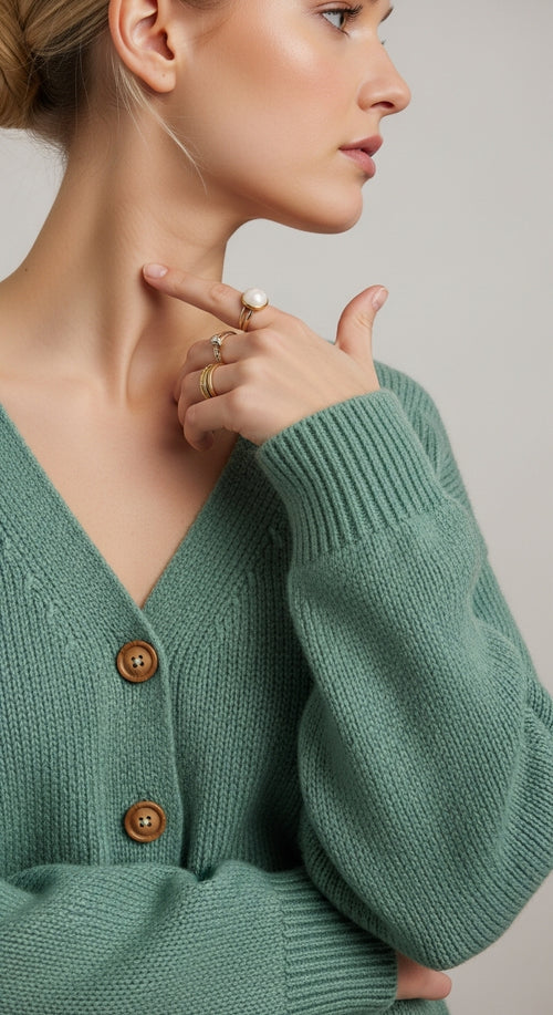 Cotton V-neck cardigan sweater