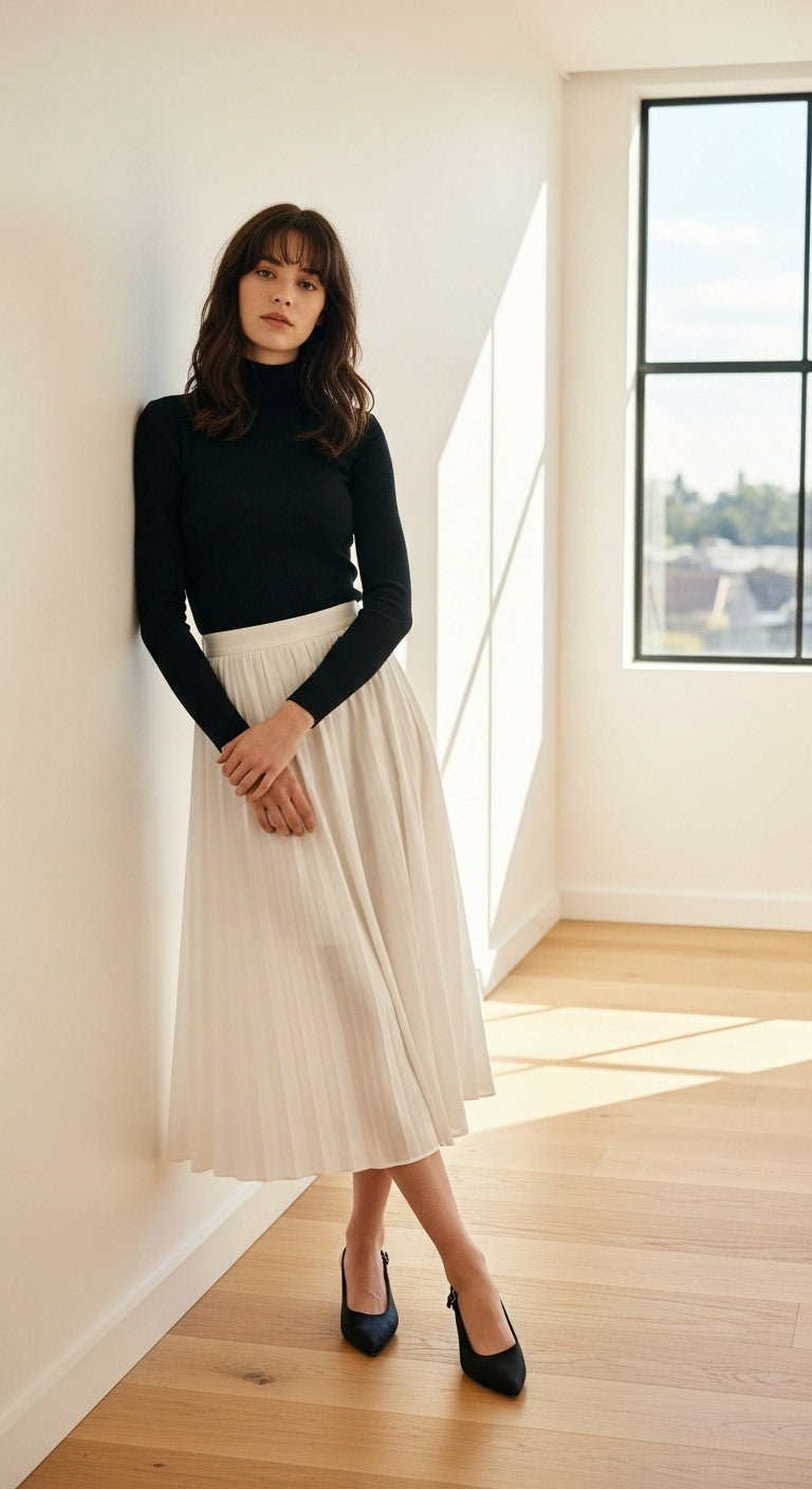 White transparent casual three-quarter skirt