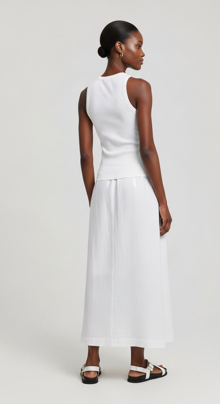 White transparent buttoned casual cropped skirt